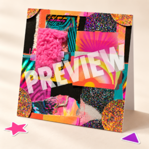 Watermarked preview of the hot pink, orange, yellow and teal collage PNG